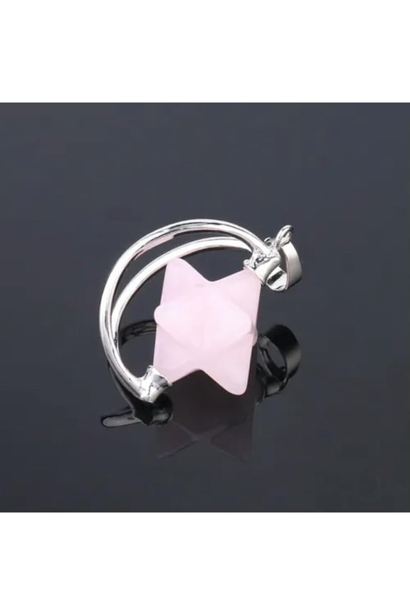 Natural Crystal Quartz Pendant Gemstone Merkaba Star Chakra Pendulum Spinning
