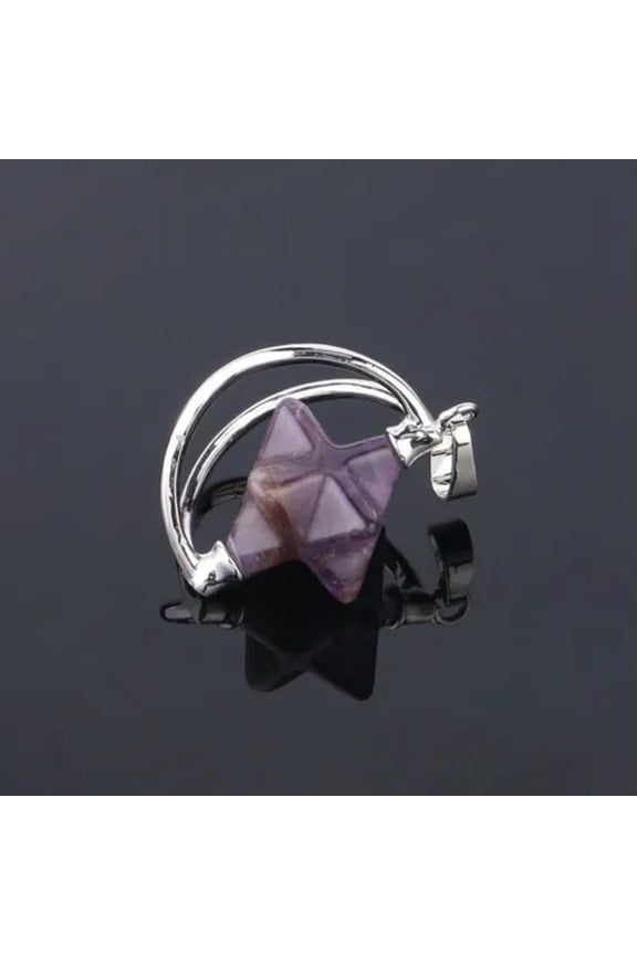 Natural Crystal Quartz Pendant Gemstone Merkaba Star Chakra Pendulum Spinning