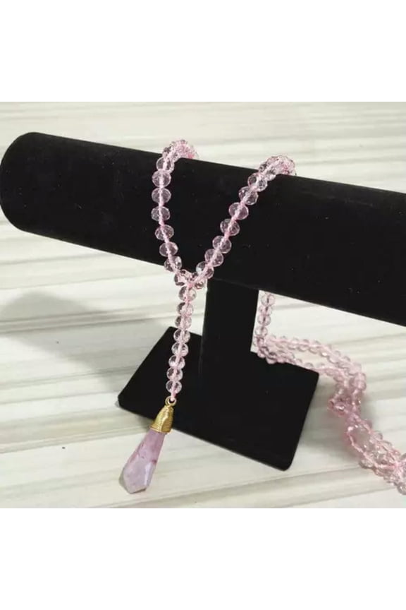 Natural Crystal Quartz Stone Pendant Necklace Chakra Knotted Bead Women Jewelry
