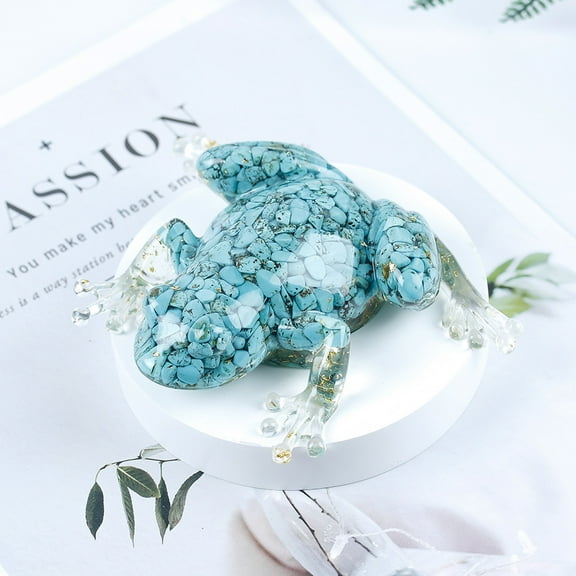 Natural Crystal Resin Frog Figurines - Healing Zen Decor for Fishbowl, Aquarium & Home, Handmade Frog Statues Collection,Green
