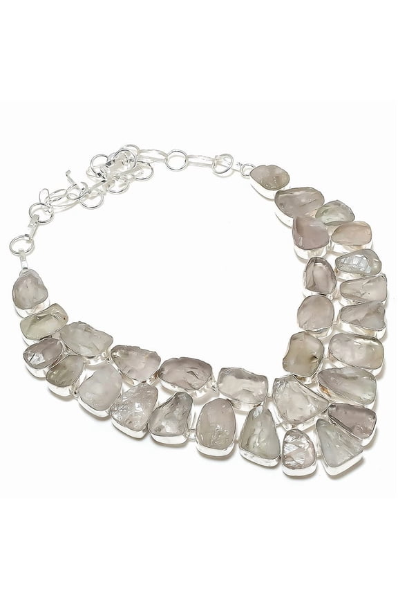 Natural Crystal Rough Gemstone 925 Sterling Silver Jewelry Necklace 18"