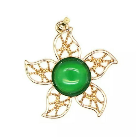 Natural Crystal Round Bead Hollow Out Flower Pendant Stone Quartz Healing Reiki