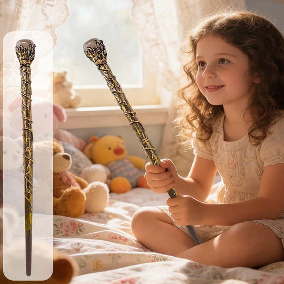 Natural Crystal Scepter, Wenini Handmade Gemstone Cane Retro Fairy Stick, Half Gemstones Home Decor Accessory for Cosplay Collection Display, Brown