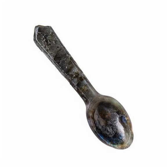 Natural Crystal Spoon 5 Types: Rose Quartz, Ocean Jade, Moonstone, Golden Silk Jade, and Moss Agate, 5.1-5.5 Inches, Approx. 13-14 CM Handcrafted Healing Spoon, Energy Cleansing Decor