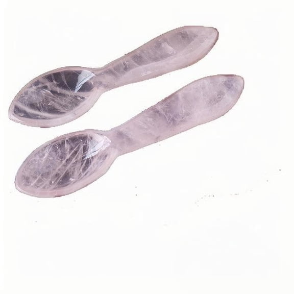 Natural Crystal Spoon 5 Types: Rose Quartz, Ocean Jade, Moonstone, Golden Silk Jade, and Moss Agate, 5.1-5.5 Inches, Approx. 13-14 CM Handcrafted Healing Spoon, Energy Cleansing Decor