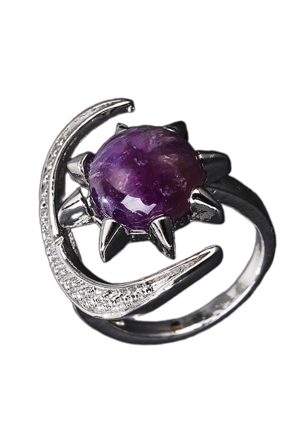 Natural Crystal Star Moon Rings With Adjustable Fit For Women Fashion Jewelry Gift Handmade Finger Accessories