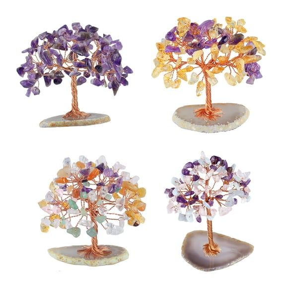 Natural Crystal Stone Money Tree Copper Wire Amethyst Gemstone for Home Office Luck Decor,Desktop Ornaments For Home,Desktop Ornament 桌面摆件