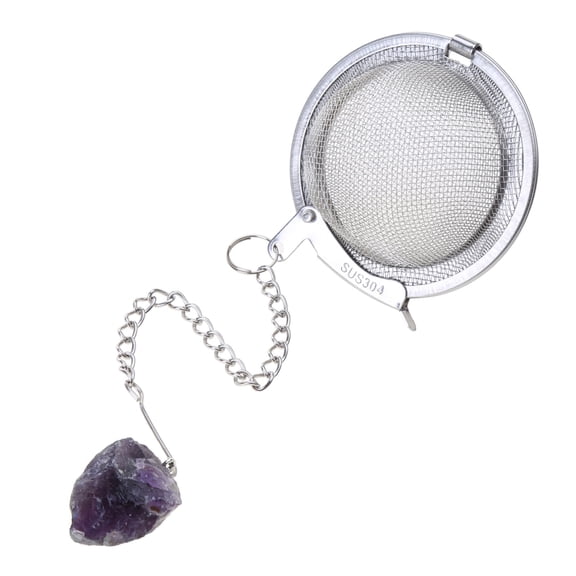Natural Crystal Stone Practical Tea Infuser Mesh Filter with Chain Stainless Steel Tea Strainer Teapot Kitchenware