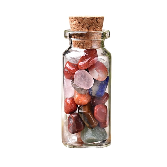 Natural Crystal Stone Wish Bottle, Glass Jar Filled with Gemstones for Decoration, Birthday Gift Blessing Gifts for Relatives, Meditation and Positive Energy