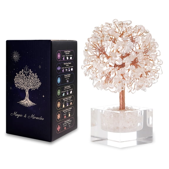 Magicmiracles Healing Clear Quartz Crystal Tree of Life Handmade Home Office Desk Decor Bonsai Tree Spiritual Healing Crystal Tree Anxiety Relief Meditation Gift for Women