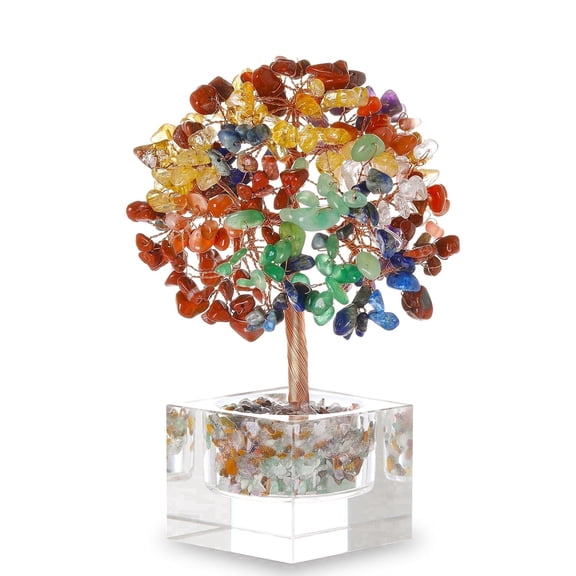 Magicmiracles Healing Chakra Crystal Tree of Life Natural Chakra Feng Shui Home Office Decor Handmade Healing Anxiety Relief Bonsai Meditation Gift for Mom Sister