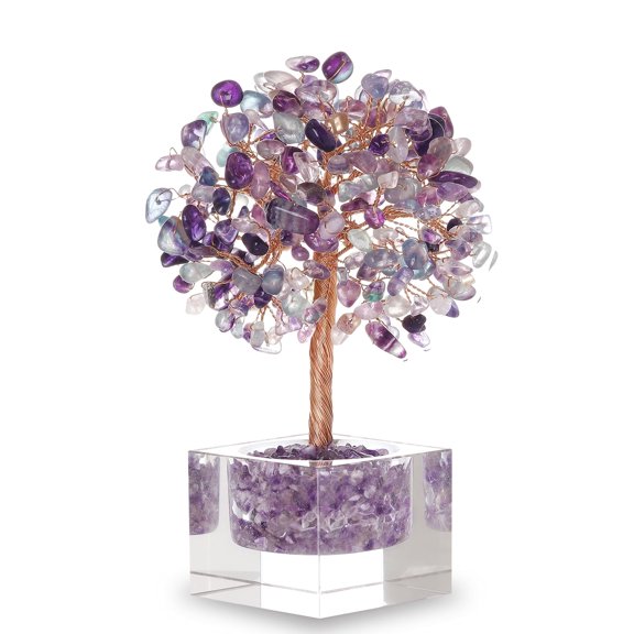 Natural Crystal Tree of Life Chakra Healing, Home Office Desk Decor, Handmade Bonsai Tree for Calming, Spiritual Healing Relaxation Meditation, Perfect Stress Anxiety Relief Gift for Women