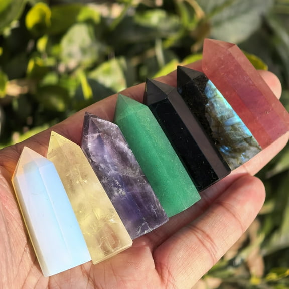 Natural Crystals and Healing Stones Set, 7pcs Crystal Wand Point Tower Obelisk, Chakra Stones, Ball Crystals Set,Amethyst Cluster Sphere Pyramid Selenite Birthday Gifts for Women