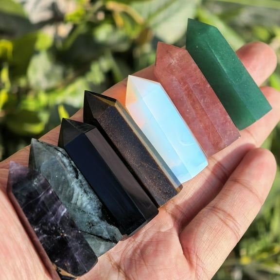 Natural Crystals and Healing Stones Set, 7pcs Crystal Wand Point Tower Obelisk, Chakra Stones, Ball Crystals Set,Amethyst Cluster Sphere Pyramid Selenite Birthday Gifts for Women