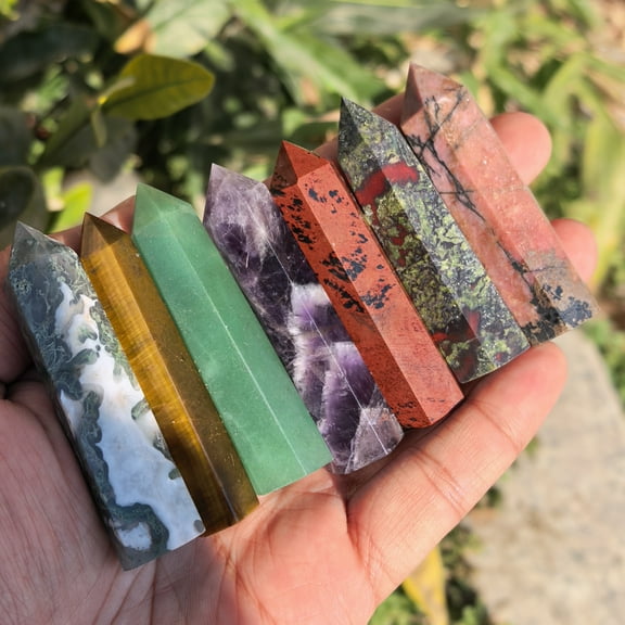 Natural Crystals and Healing Stones Set, 7pcs Crystal Wand Point Tower Obelisk, Chakra Stones, Ball Crystals Set,Amethyst Cluster Sphere Pyramid Selenite Birthday Gifts for Women