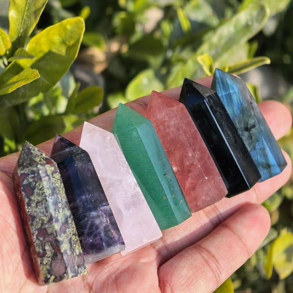 Natural Crystals and Healing Stones Set, 7pcs Crystal Wand Point Tower Obelisk, Chakra Stones, Ball Crystals Set,Amethyst Cluster Sphere Pyramid Selenite Birthday Gifts for Women