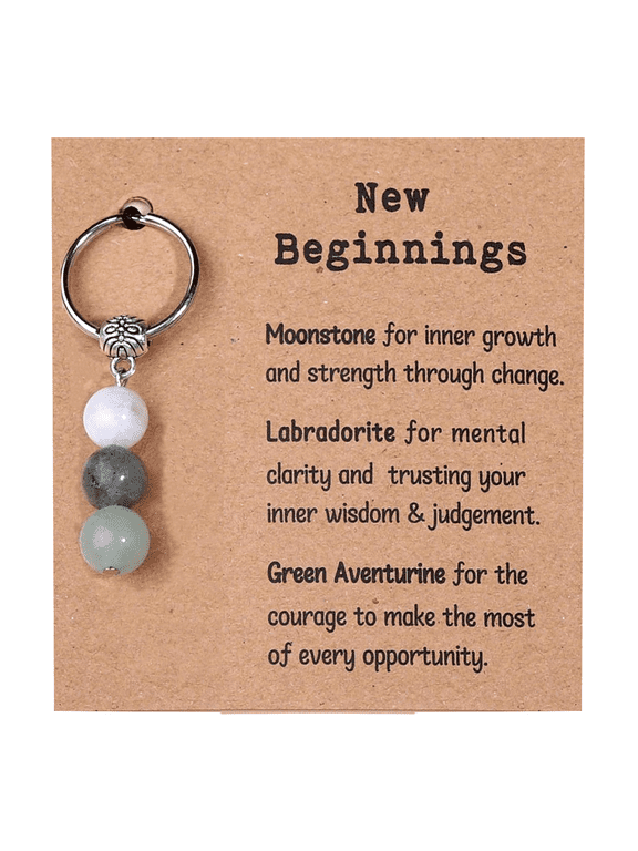 Natural Crystals Keychain Gift for New Beginnings, Small Healing Stones Keychain for Anxiety Relief. Healing Crystals