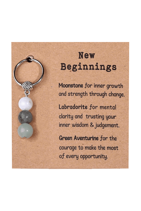 Natural Crystals Keychain Gift for New Beginnings, Small Healing Stones Keychain for Anxiety Relief. Healing Crystals