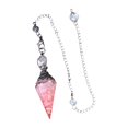 thumbnail image 1 of Natural Crystals Pendulum Gemstone Dowsing Pendulum 6 Faceted Hexagonal Pointed Pendant for Divination, Energy Balancing Pink, 1 of 8