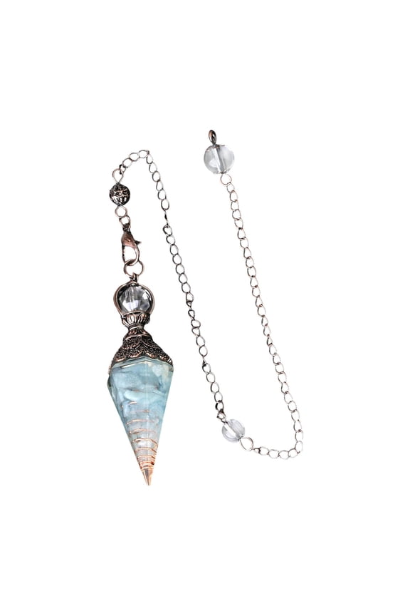 Natural Crystals Pendulum Gemstone Dowsing Pendulum 6 Faceted Hexagonal Pointed Pendant for , Energy Balancing Blue