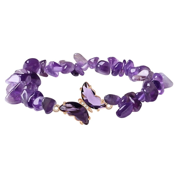 Natural Crystals Stone With Butterfly Charm Adjustable Designs Healing Energy Jewelry For Relaxation