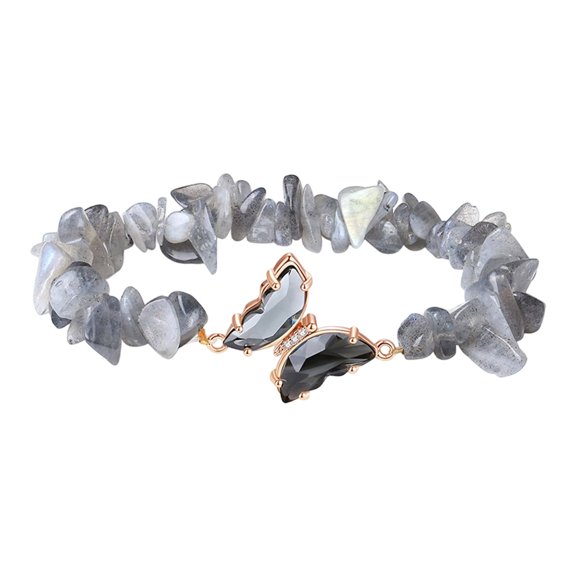 Natural Crystals Stone With Butterfly Charm Adjustable Designs Healing Energy Jewelry For Relaxation