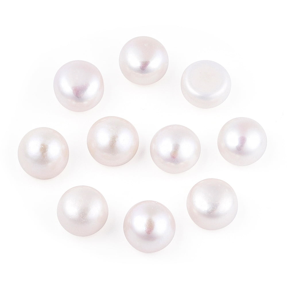 Natural Cultured Freshwater Pearl Beads Cultured Freshwater Pearl No Hole/Undrilled Round Creamy White 10~11.5x6~9.5mm