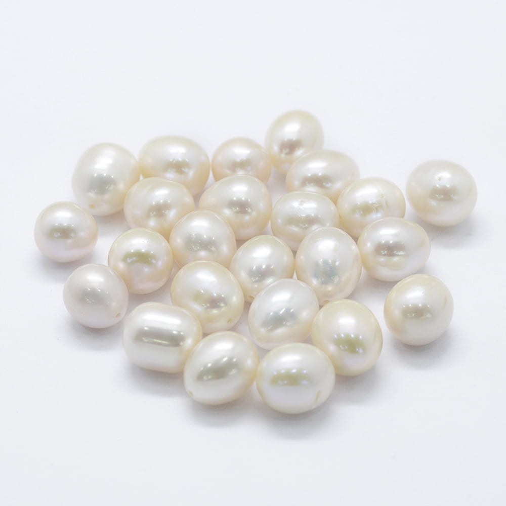 Natural Cultured Freshwater Pearl Beads Half Drilled Potato Floral White 9~10x10~14mm Hole: 0.8mm