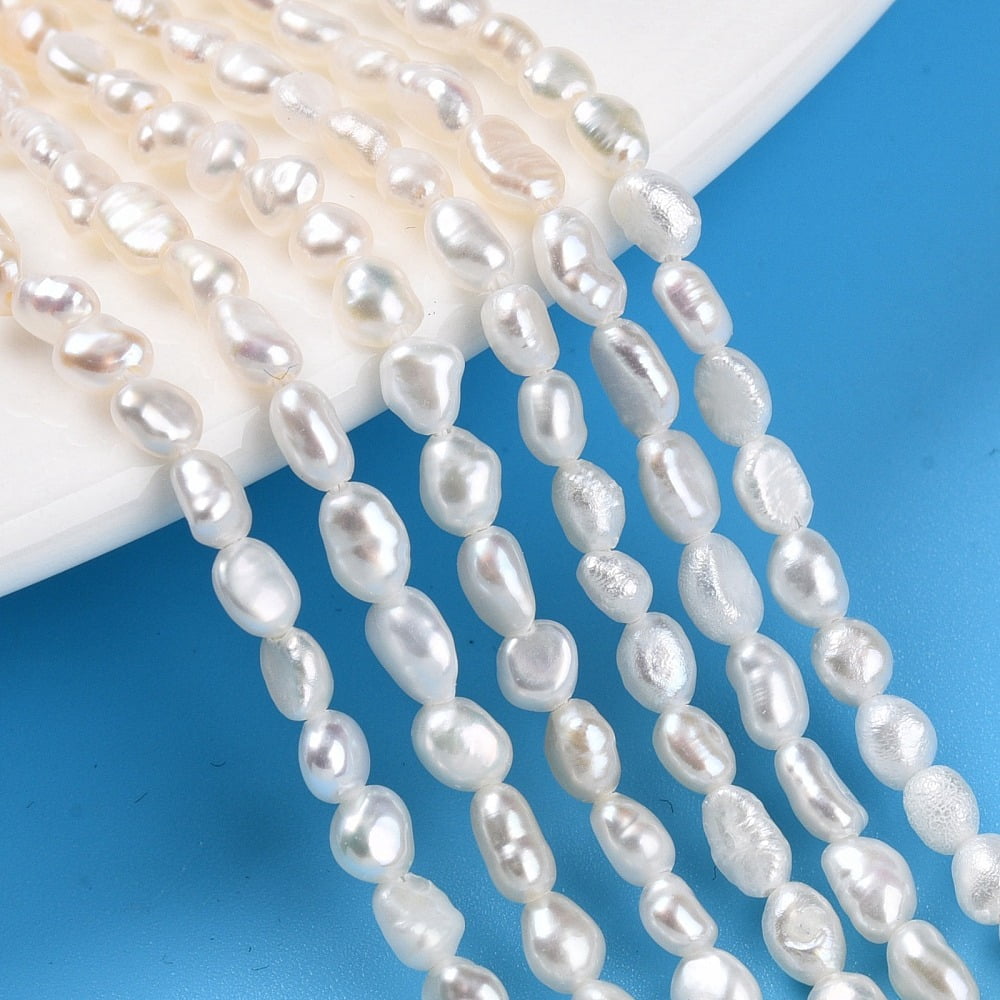 Natural Cultured Freshwater Pearl Beads Strands Baroque Pearls Keshi Pearl Beads Two Sides PolishedHole: 0.5mm 6.85~7.32''(17.4~18.6cm)