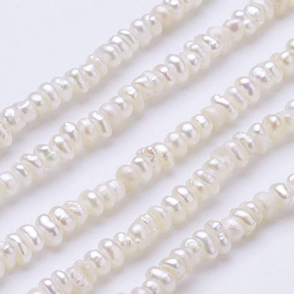 Natural Cultured Freshwater Pearl Beads Strands Flat Round Beige 2~2.2x2.5~3.5x2.8~3.2mm Hole: 0.5mm about 202pcs/strand 15 inch