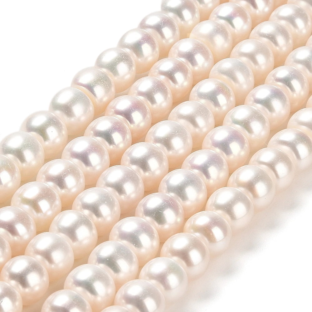 Natural Cultured Freshwater Pearl Beads Strands Grade 4A++ Rondelle Linen 8~9x6~7mm Hole: 0.5~0.8mm 55pcs/strand 15.75''(40cm)