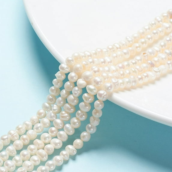 Natural Cultured Freshwater Pearl Beads Strands Nuggets Creamy White 5~6mm Hole: 0.8mm about 62pcs/strand 13.77 inch