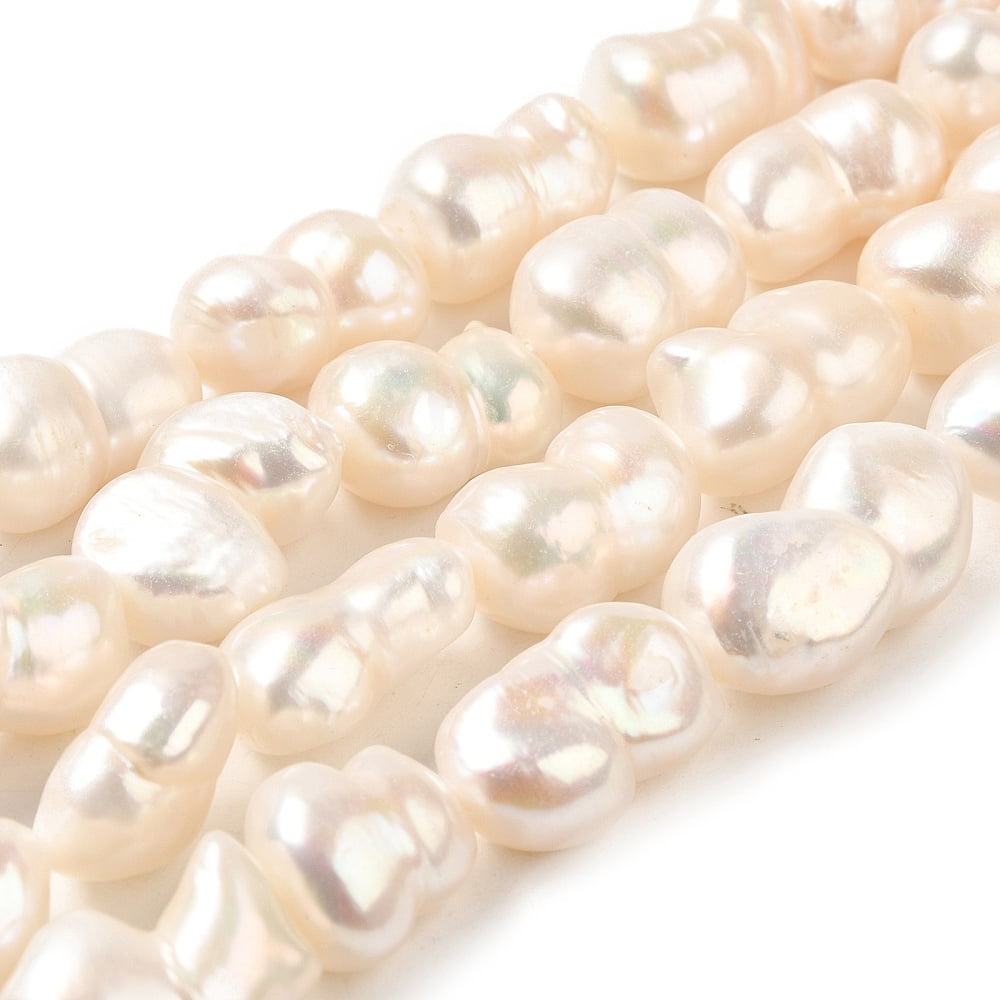 Natural Cultured Freshwater Pearl Beads Strands Peanut Old Lace 8.5~22x10~18x8~10mm Hole: 1mm 21pcs/strand 14.69~14.80''(37.3~37.6cm)