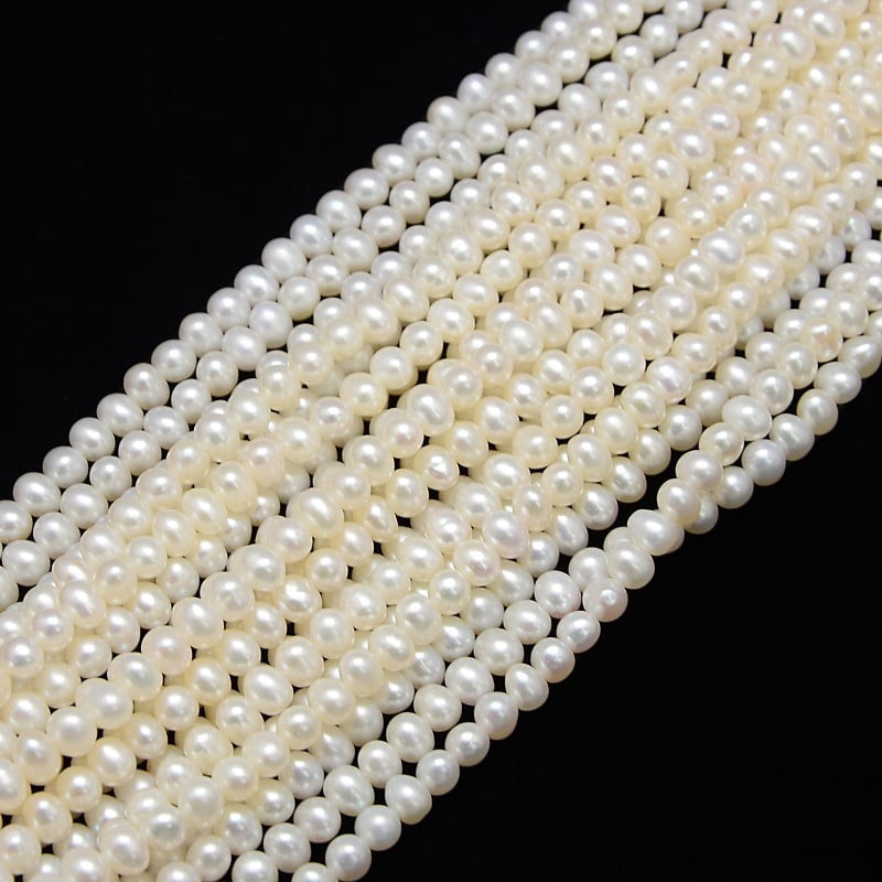 Natural Cultured Freshwater Pearl Beads Strands Potato Creamy White 4~5mm Hole: 0.8mm about 90pcs/strand 14.96 inch~15.74 inch DIY