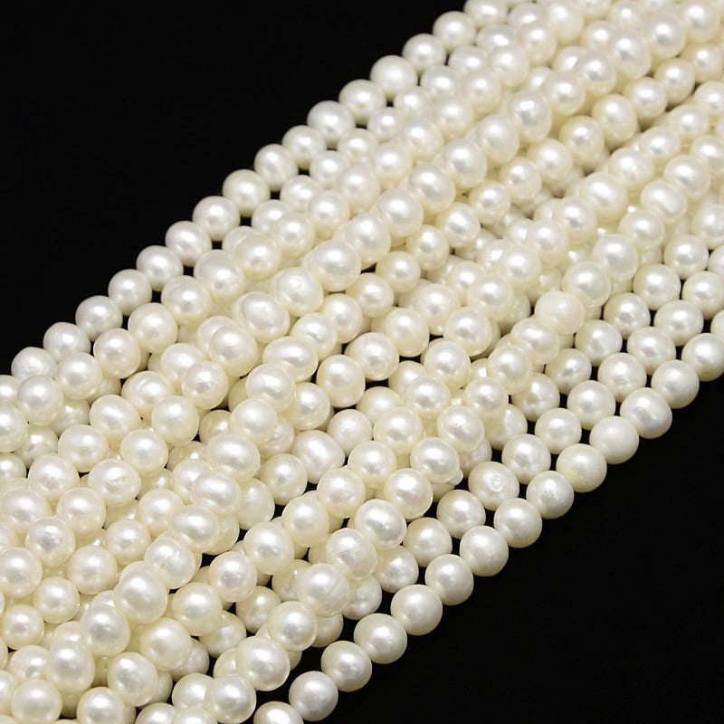 Natural Cultured Freshwater Pearl Beads Strands Potato Creamy White 7~8mm Hole: 0.8mm 47pcs/strand 14.17~14.49 inch(36~36.8cm)