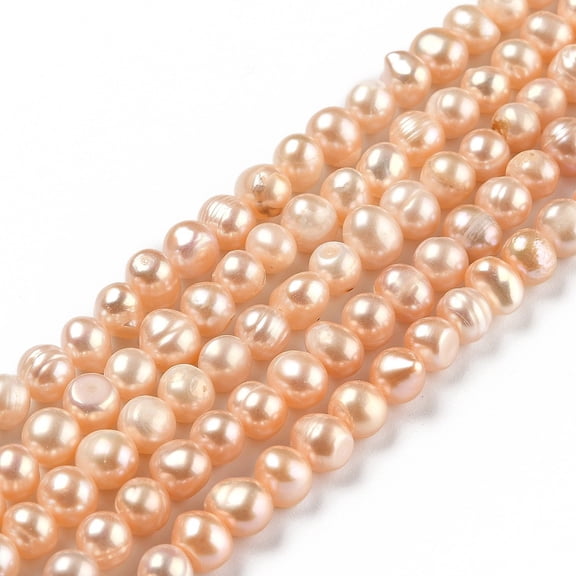 Natural Cultured Freshwater Pearl Beads Strands Potato Dark Orange 6~6.5x5~7mm Hole: 0.6mm about 61pcs/strand 13.58 inch(34.5cm)