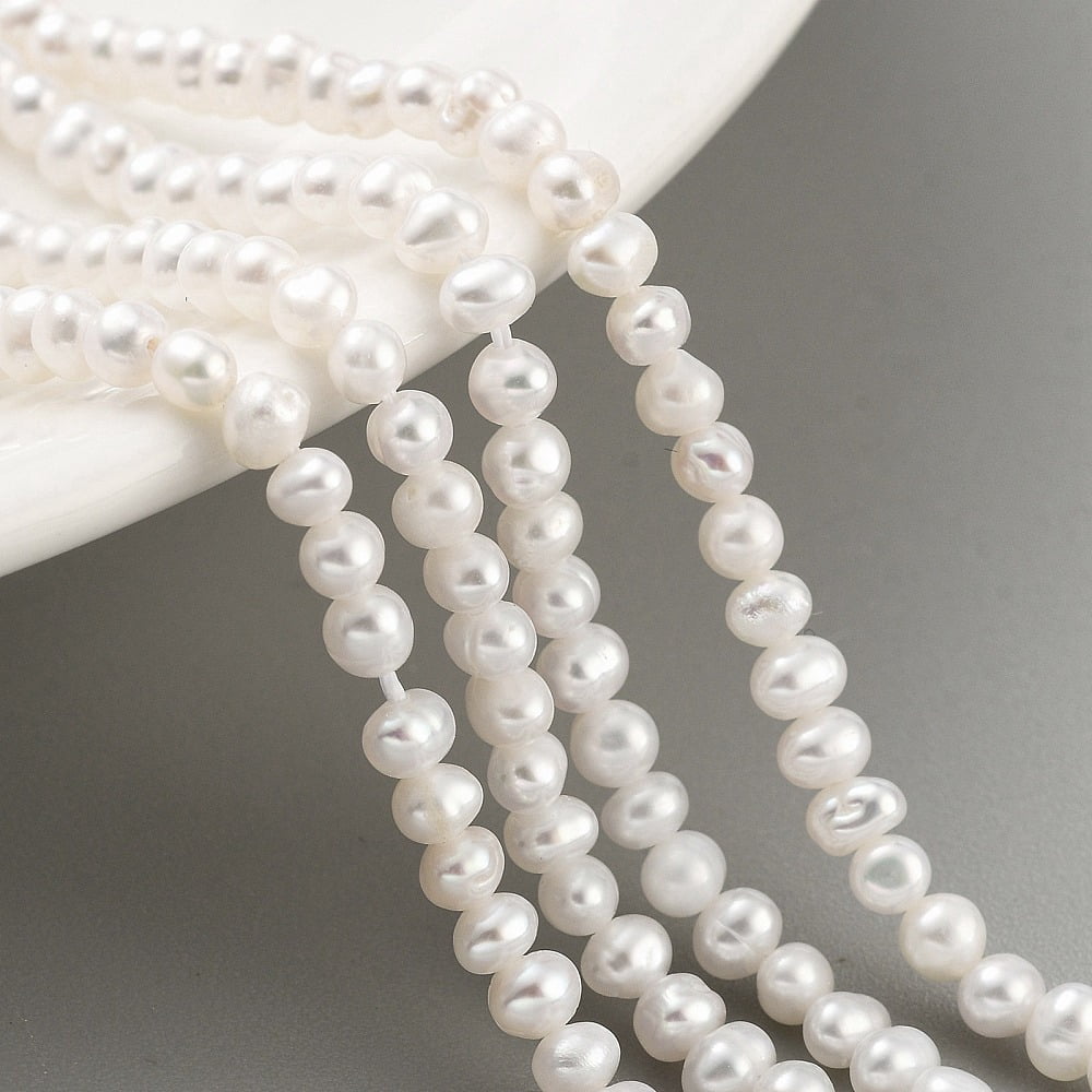 Natural Cultured Freshwater Pearl Beads Strands Potato Floral White 2.5~3mm Hole: 0.5mm 82~83pcs/strand 7.09 inch(18cm)