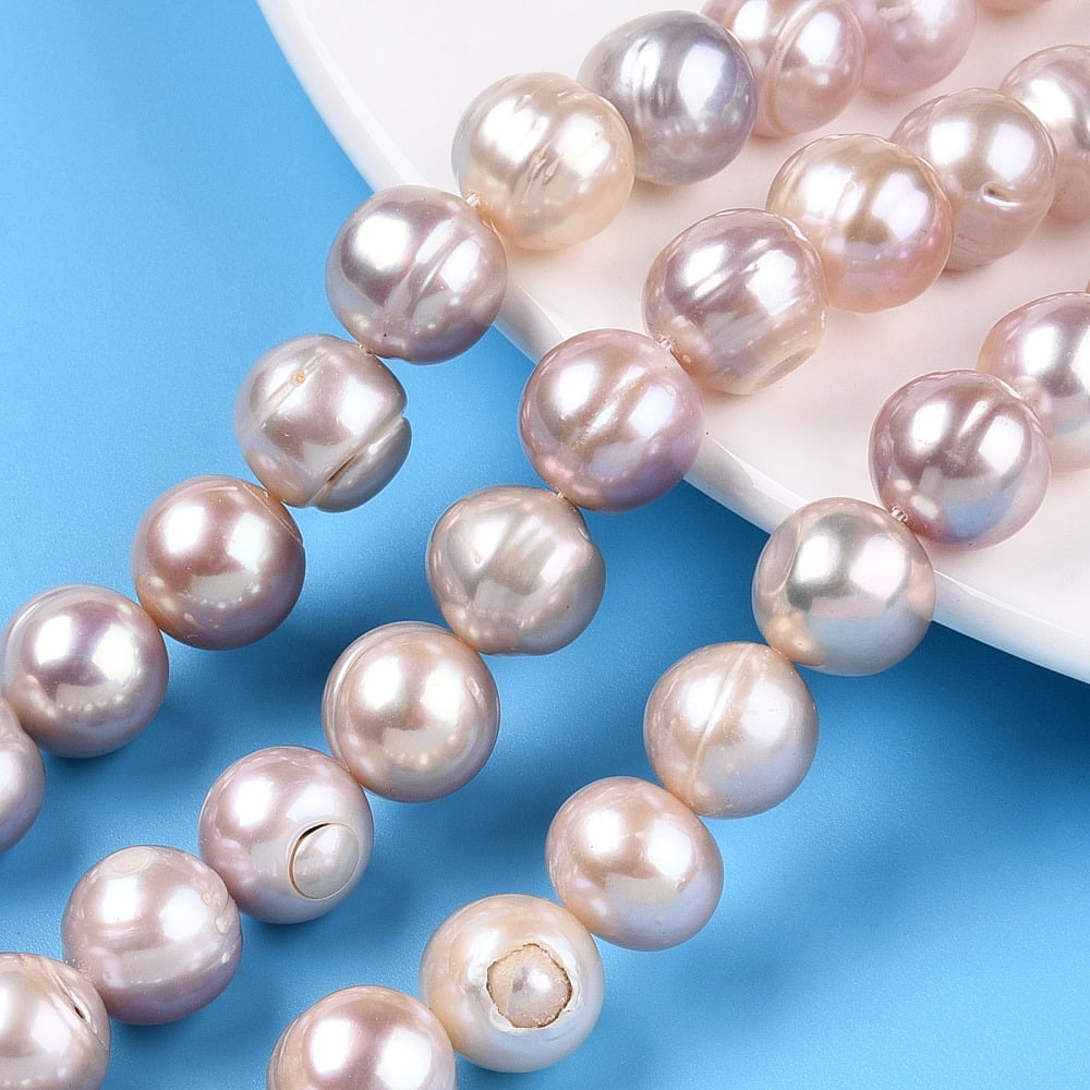 Natural Cultured Freshwater Pearl Beads Strands Potato Misty Rose 10.5~12x9.5~12.5mm Hole: 0.6mm about 32~33pcs/strand 13.78~13.98 inch(35~35.5cm)