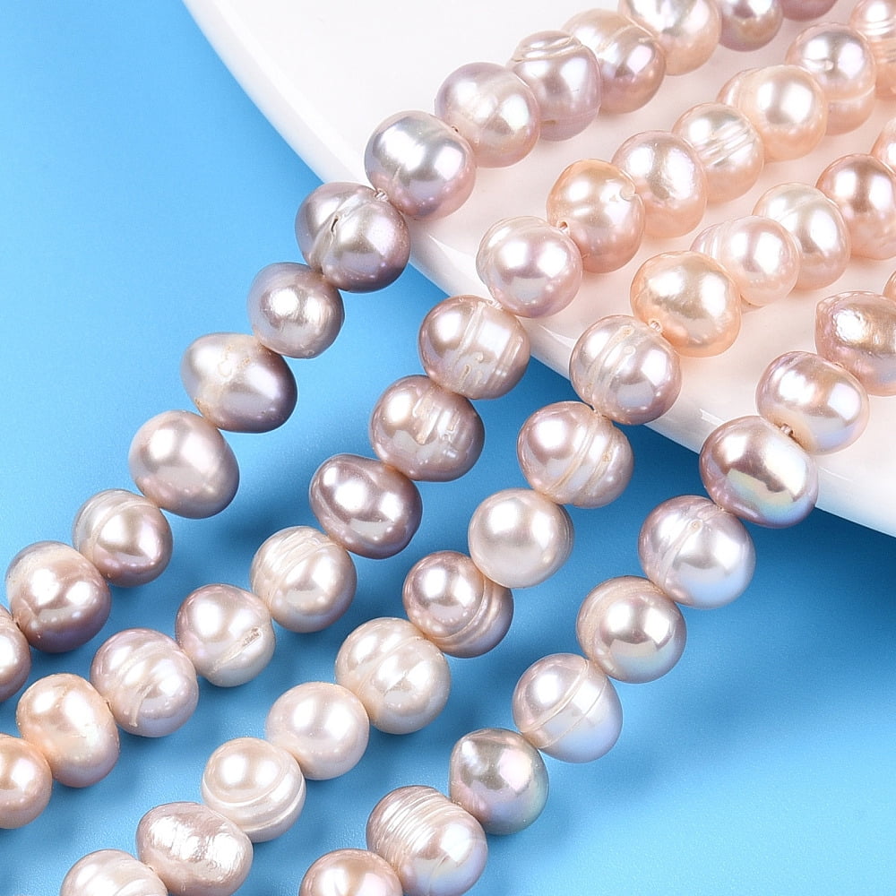 Natural Cultured Freshwater Pearl Beads Strands Potato Plum 6~9x6.5~7.5mm Hole: 0.6mm 52~53pcs/strand 13.58~13.78 inch(34.5~35cm)