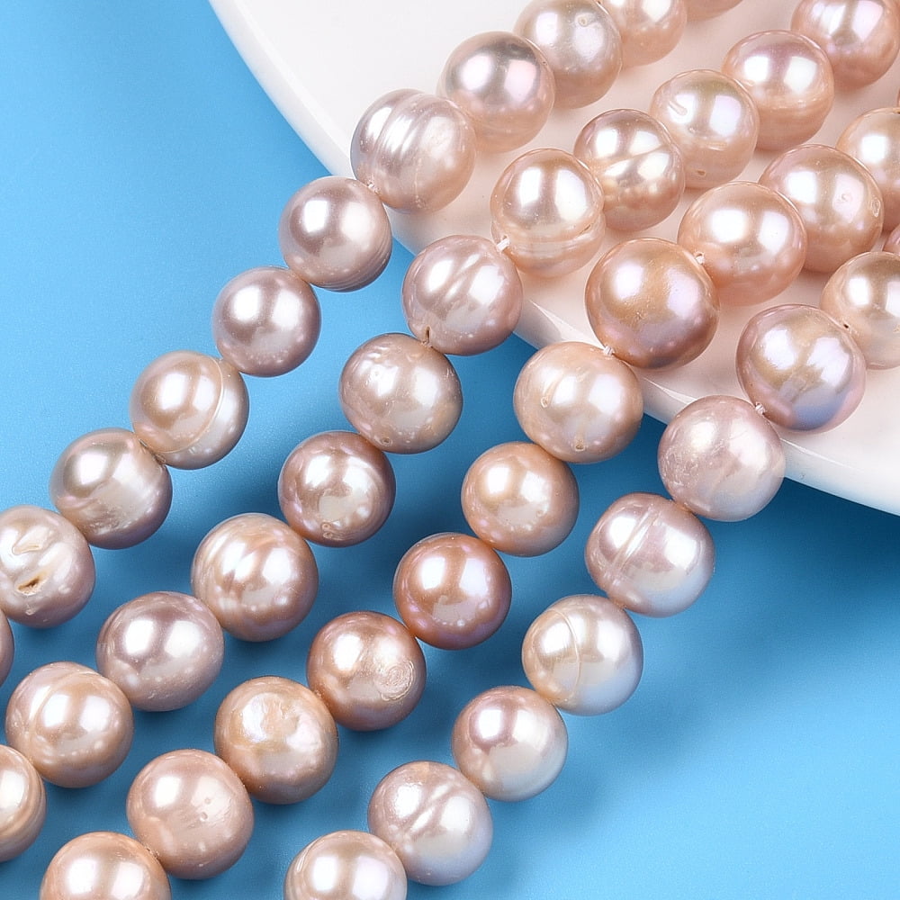 Natural Cultured Freshwater Pearl Beads Strands Potato Rosy Brown 9~10.5x8.5~11mm Hole: 0.6mm about 39pcs/strand 14.65~14.88 inch(37.2~37.8cm)