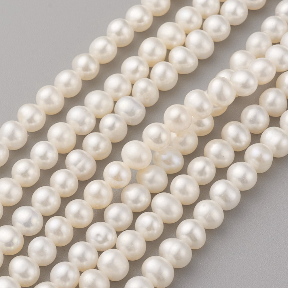 Natural Cultured Freshwater Pearl Beads Strands Potato Seashell Color 5.5~6x5~5.5mm Hole: 0.8mm about 64~65pcs/strand 14.17~14.37 inch(36~36.5cm)