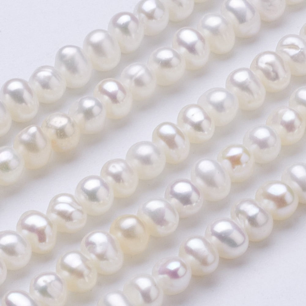 Natural Cultured Freshwater Pearl Beads Strands Potato White 3.1~3.5x4~4.5mm Hole: 0.5mm about 105~110pcs/strand 15~15.3 inch DIY