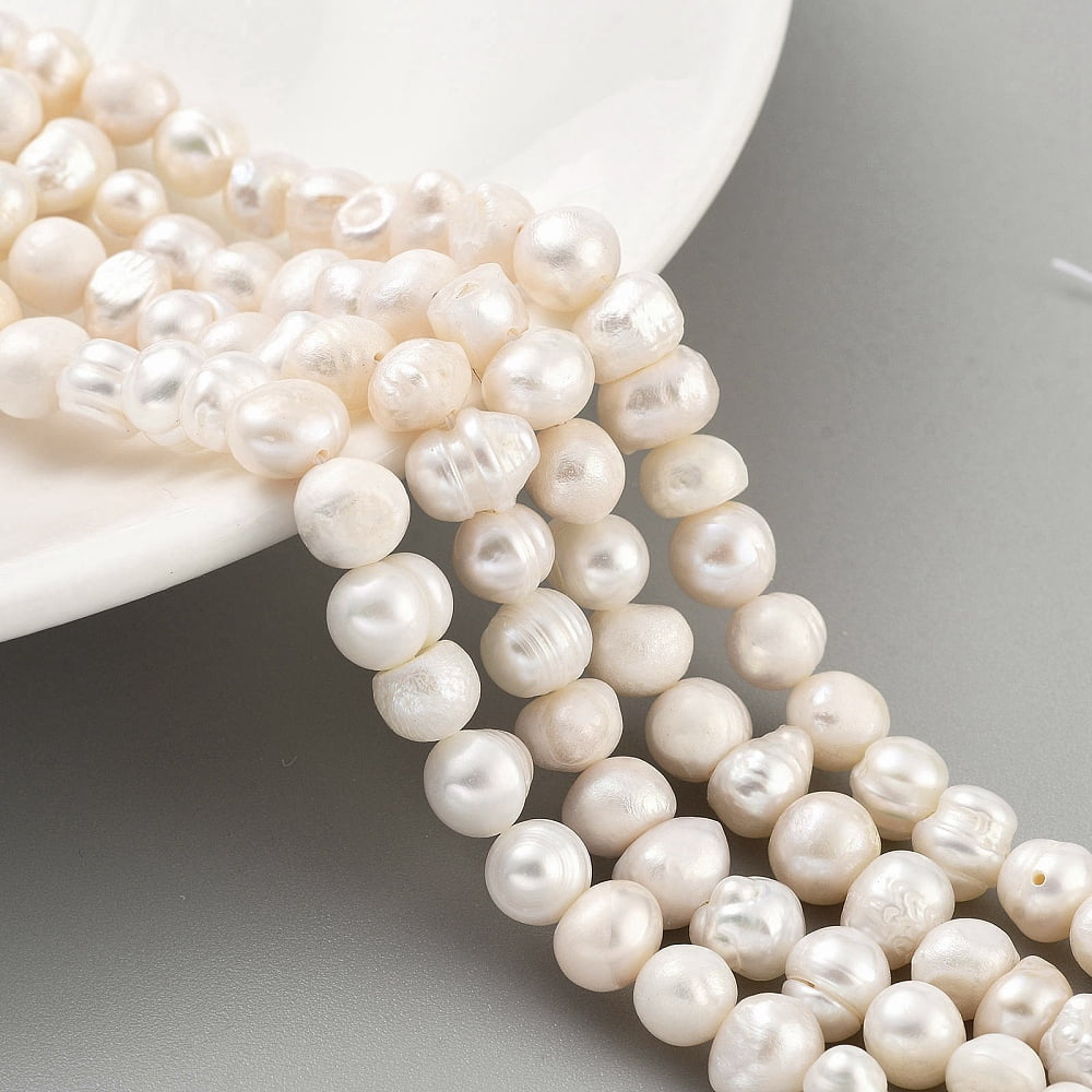 Natural Cultured Freshwater Pearl Beads Strands Potato White 6~7mm Hole: 0.6mm 29pcs/strand 6.69 inch(17cm)