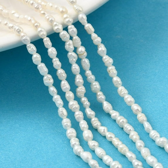 Natural Cultured Freshwater Pearl Beads Strands Rice Grade 2A Old Lace 2~3mm Hole: 0.6mm about 86~87pcs/strand 13.58''~13.78''(34.5~35cm)