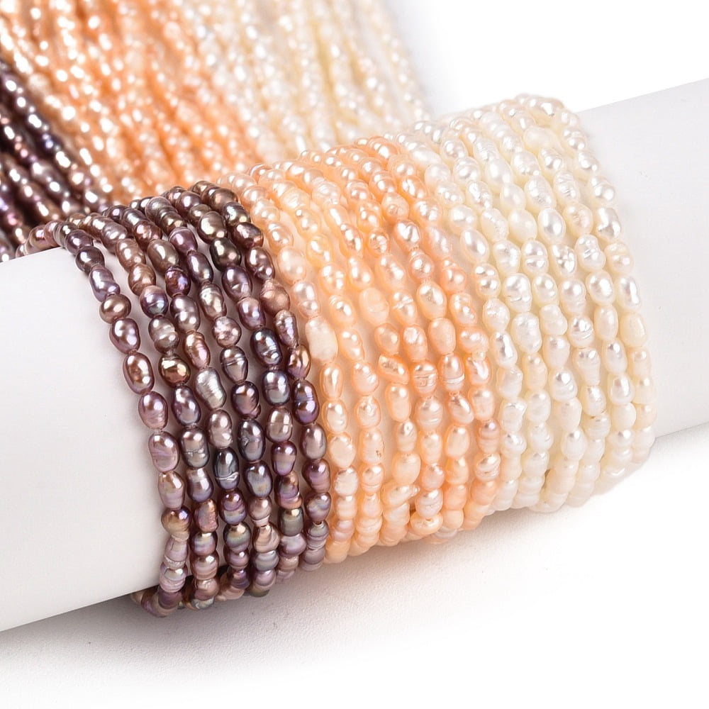 Natural Cultured Freshwater Pearl Beads Strands Rice Mixed color 2.5~4.5x1.5~2.5mm Hole: 0.5mm 79~81pcs/strand 13.78 inch(35cm)