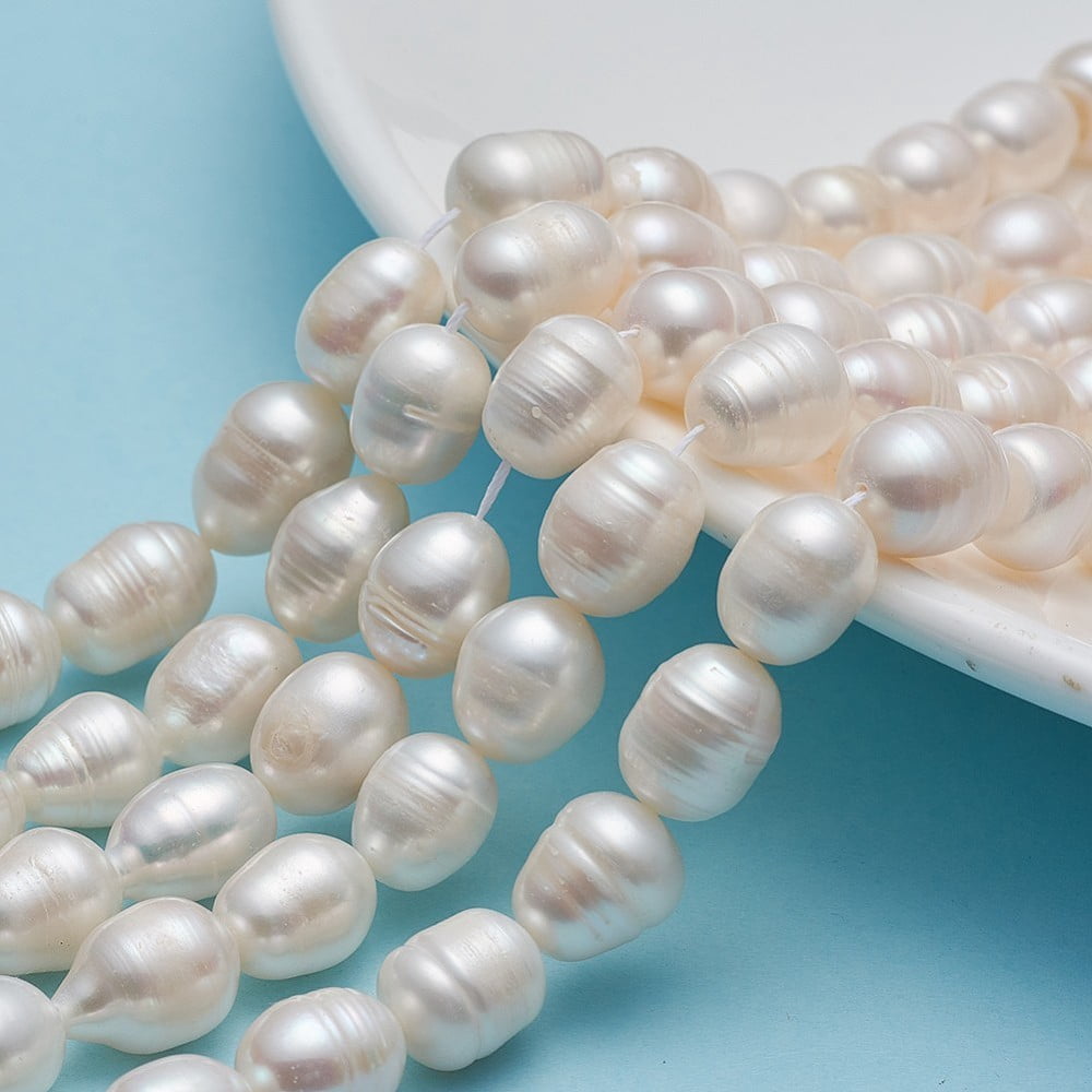 Natural Cultured Freshwater Pearl Beads Strands Rice Natural Color White 10~11mm Hole: 0.8mm about 28~29pcs/strand 13.58 inch(34.5cm)