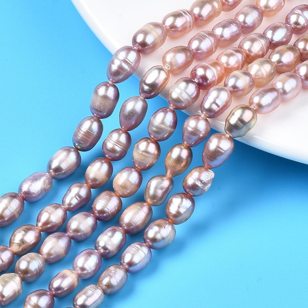 Natural Cultured Freshwater Pearl Beads Strands Rice Plum 7.5~11x6~7.5mm Hole: 0.8mm 37~43pcs/strand 14.06 inch~14.29 inch(35.7cm~43cm)