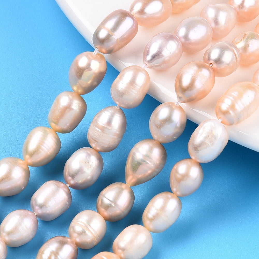 Natural Cultured Freshwater Pearl Beads Strands Rice Wheat 9~11.5x8~8.5mm Hole: 0.7~0.8mm about 34~35pcs/strand 13.78 inch(35cm) DIY