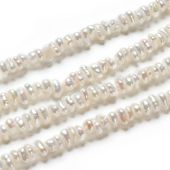 Natural Cultured Freshwater Pearl Beads Strands Rondelle Antique White 3~4.5x1.5~2mm Hole: 0.5mm about 66~69pcs/strand 7.17 inch(18.2cm) Pearl