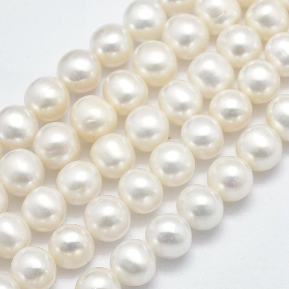 Natural Cultured Freshwater Pearl Beads Strands Round Beige 7~8mm Hole: 0.8mm about 54~60pcs/strand 14.5 inch(37cm)